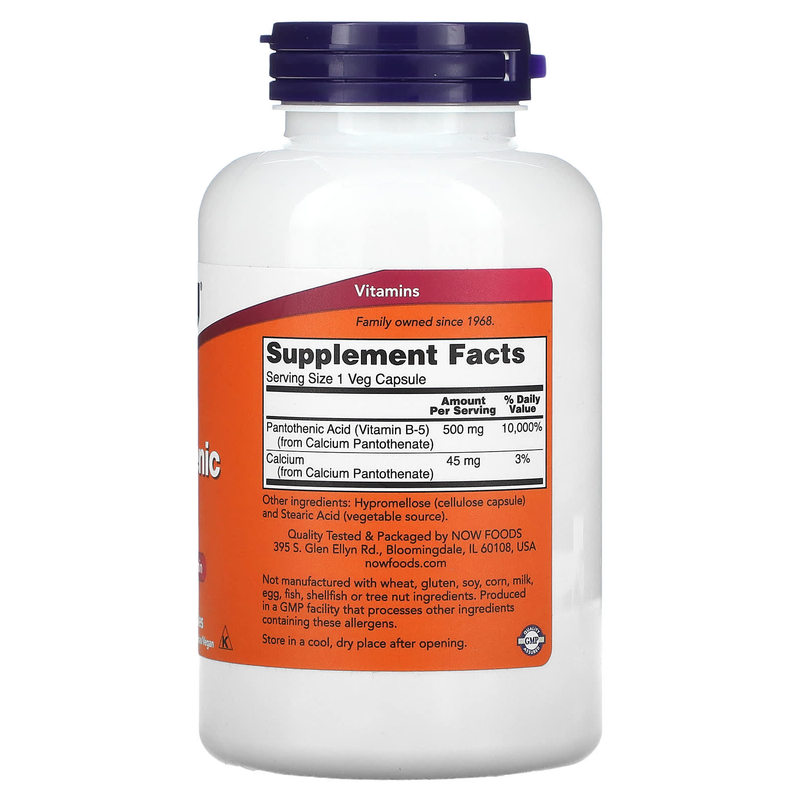 Ácido Pantotênico - 500mg, 250 caps, Now Foods
