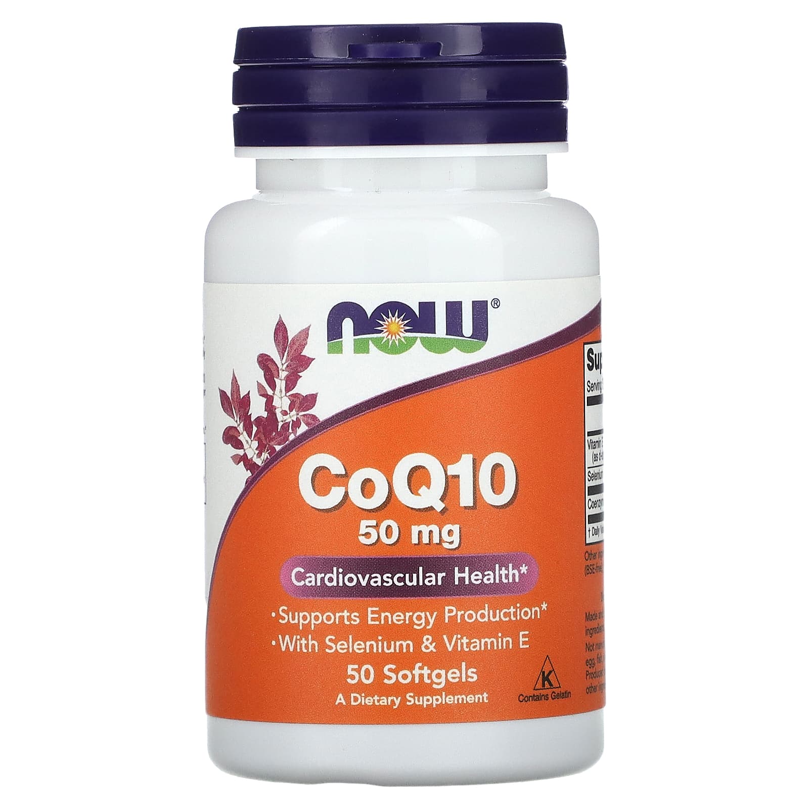 CoQ10 com Selênio e Vitamina E, 50mg, 50 softgels, Now Foods