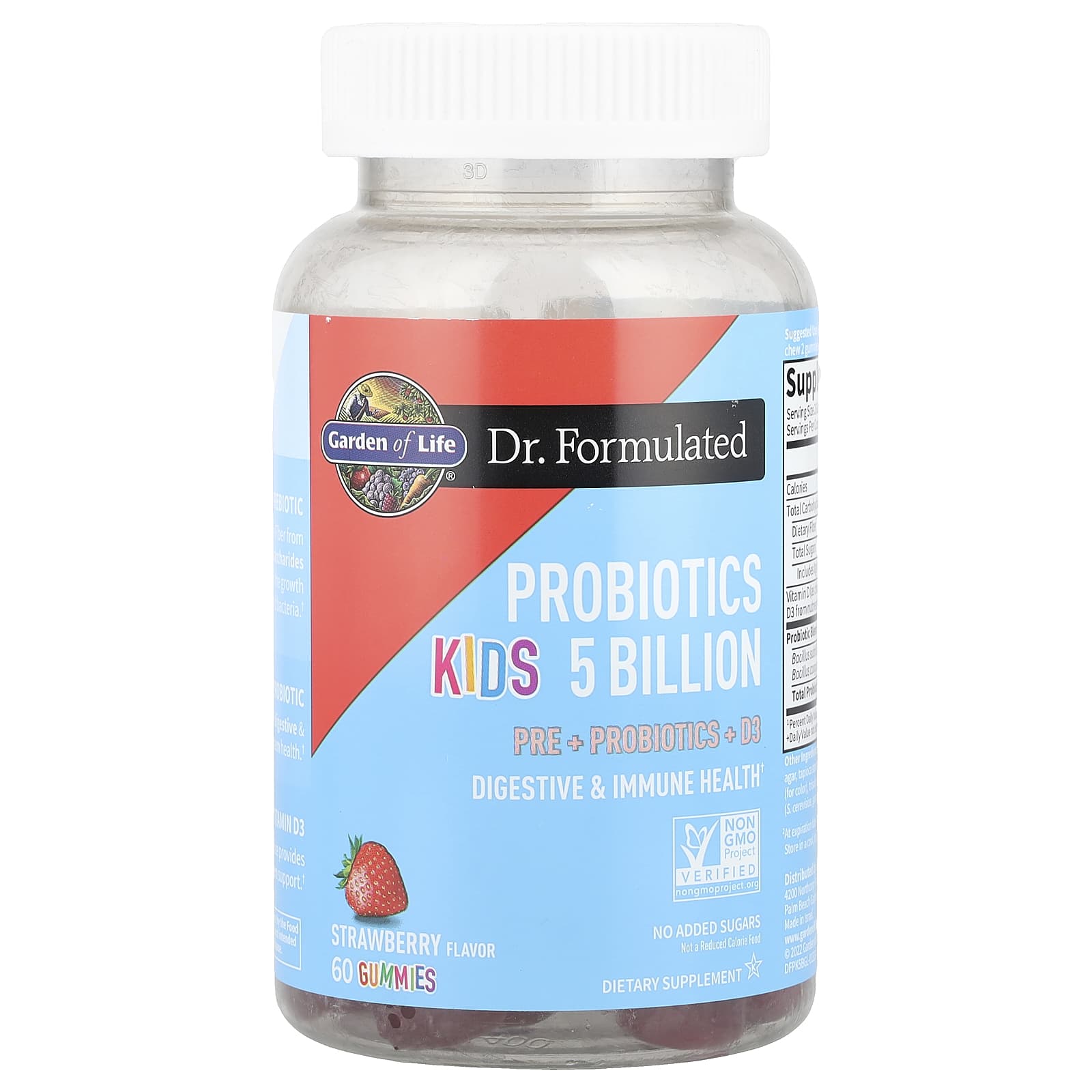 Dr. Formulated Probióticos Kids 5 bilhões de gomas, morango - 60 gomas, Garden of Life