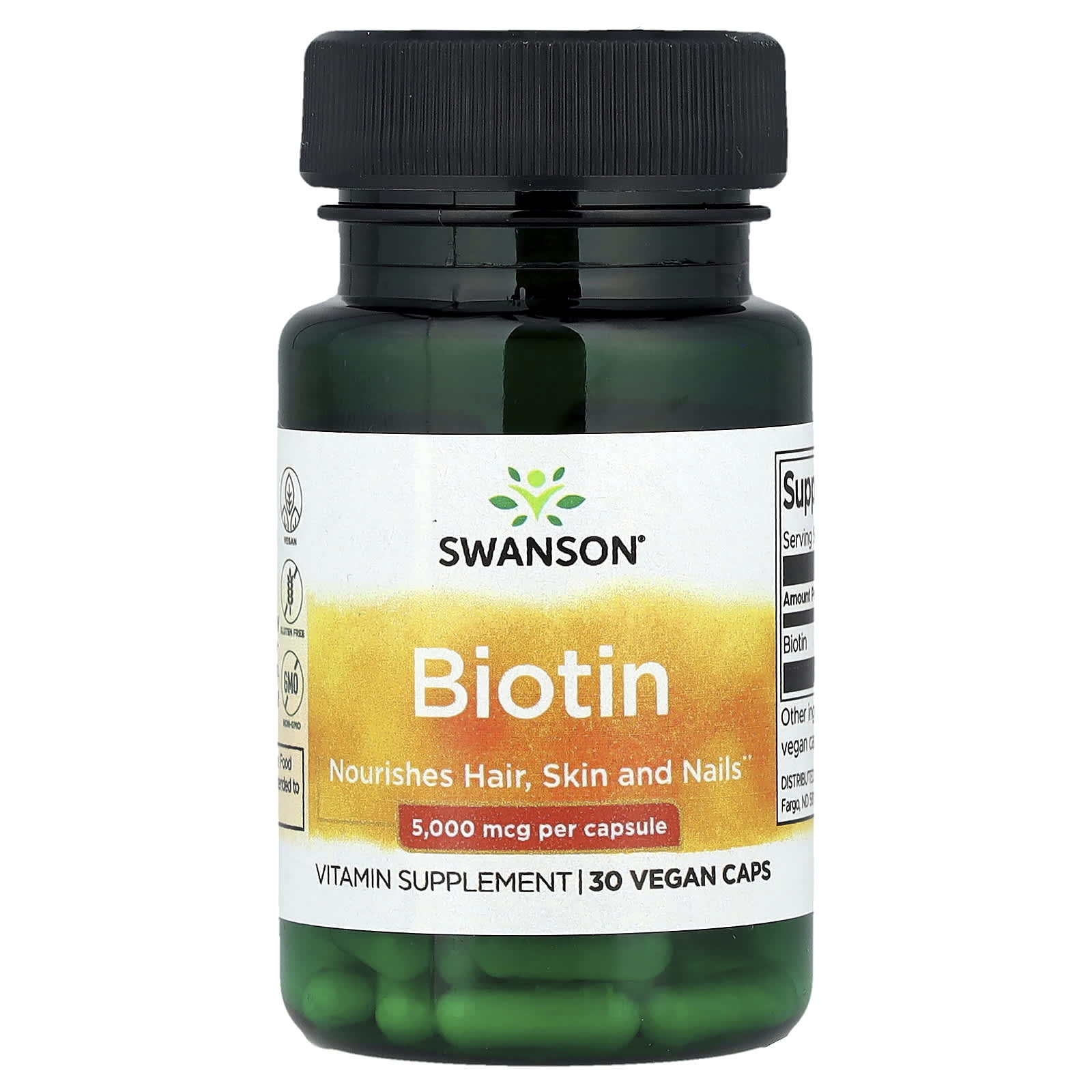 Biotina, 5,000 mcg, 30 Cápsulas Veganas, Swanson