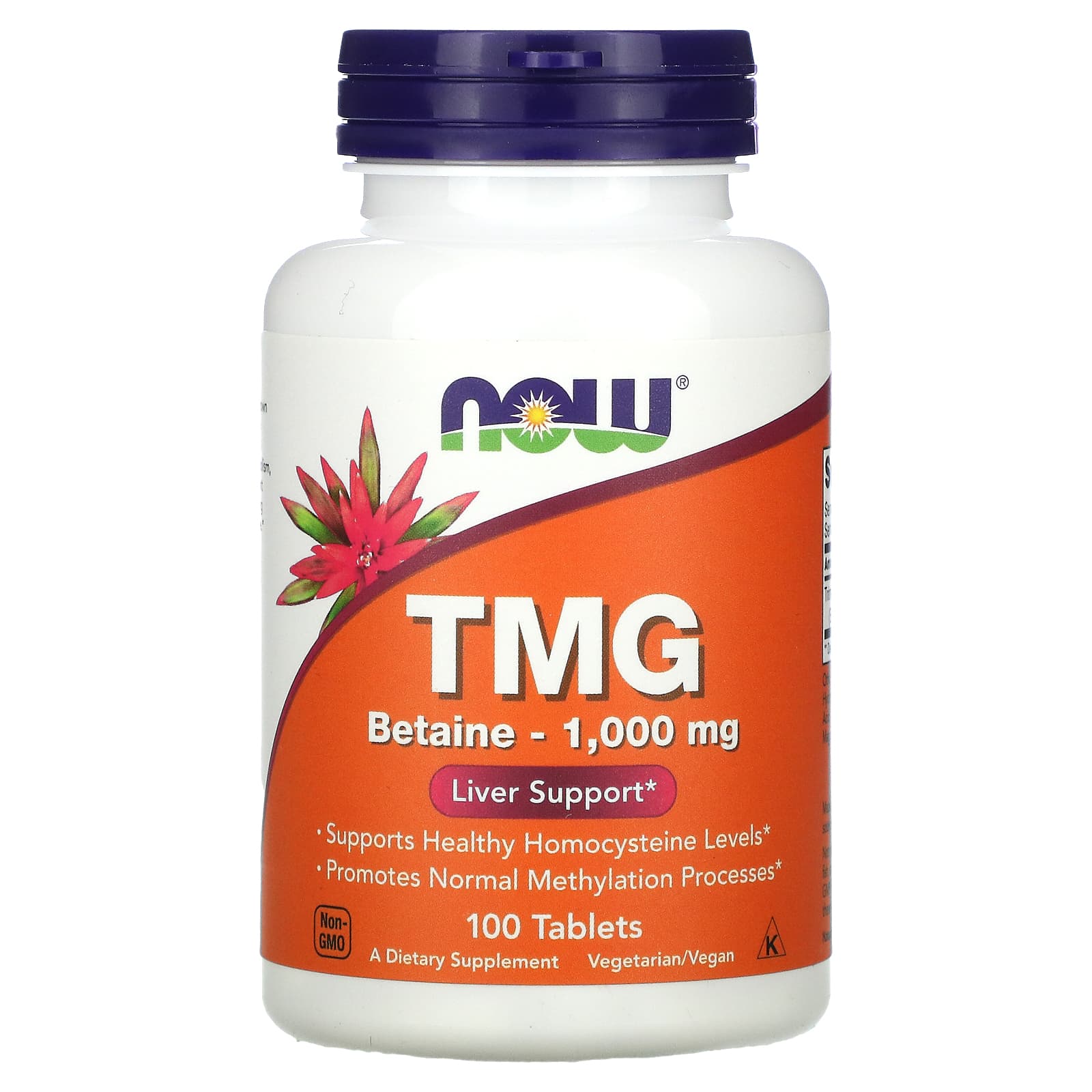 TMG (Trimetilglicina), 1000mg, 100 comprimidos, Now Foods
