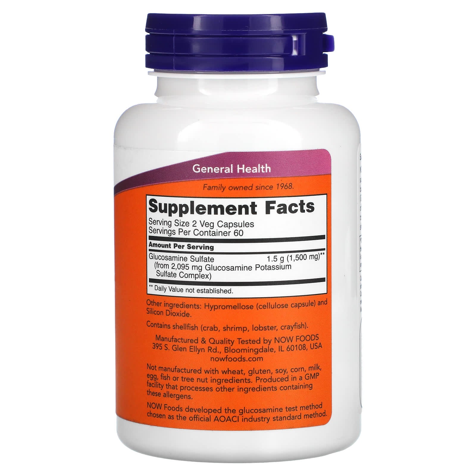 Sulfato de glucosamina, 750 mg, 120 caps, Now Foods