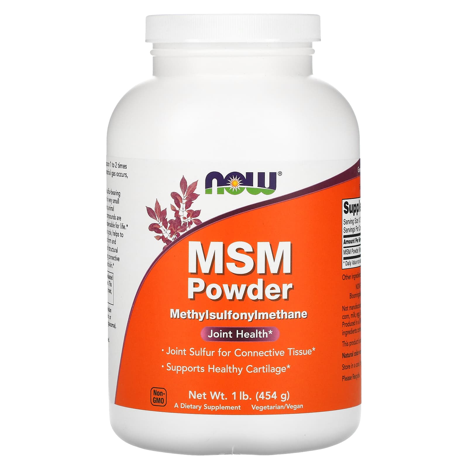 MSM Metilsulfonilmetano - Pó, 454 gramas, Now Foods