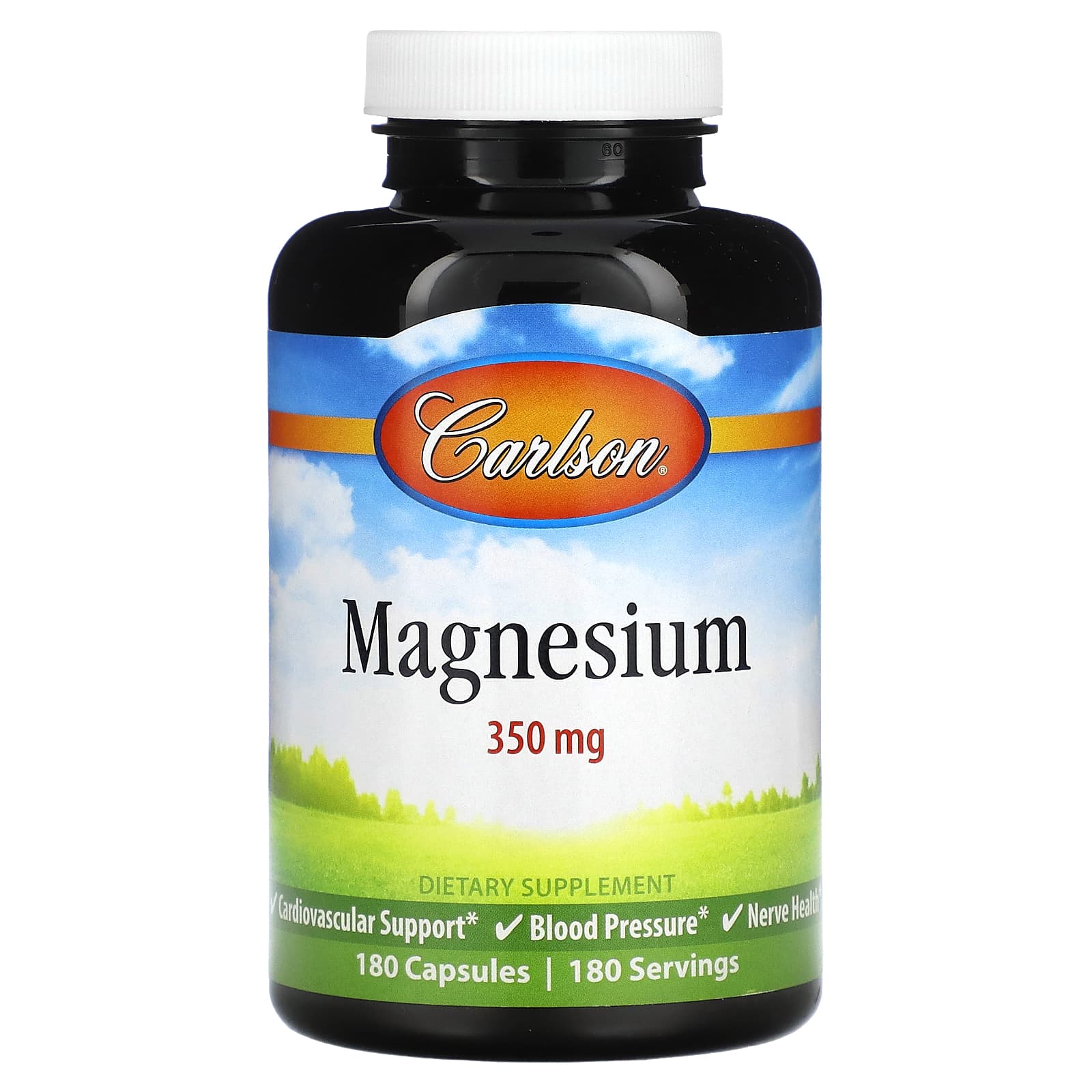 Magnésio, 350mg - 180 cápsulas - Carlson Labs