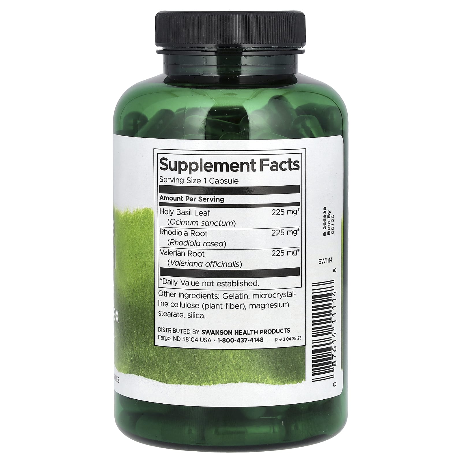 Complexo de Rhodiola Holy Basil Valerian Stress, 180 caps, Swanson