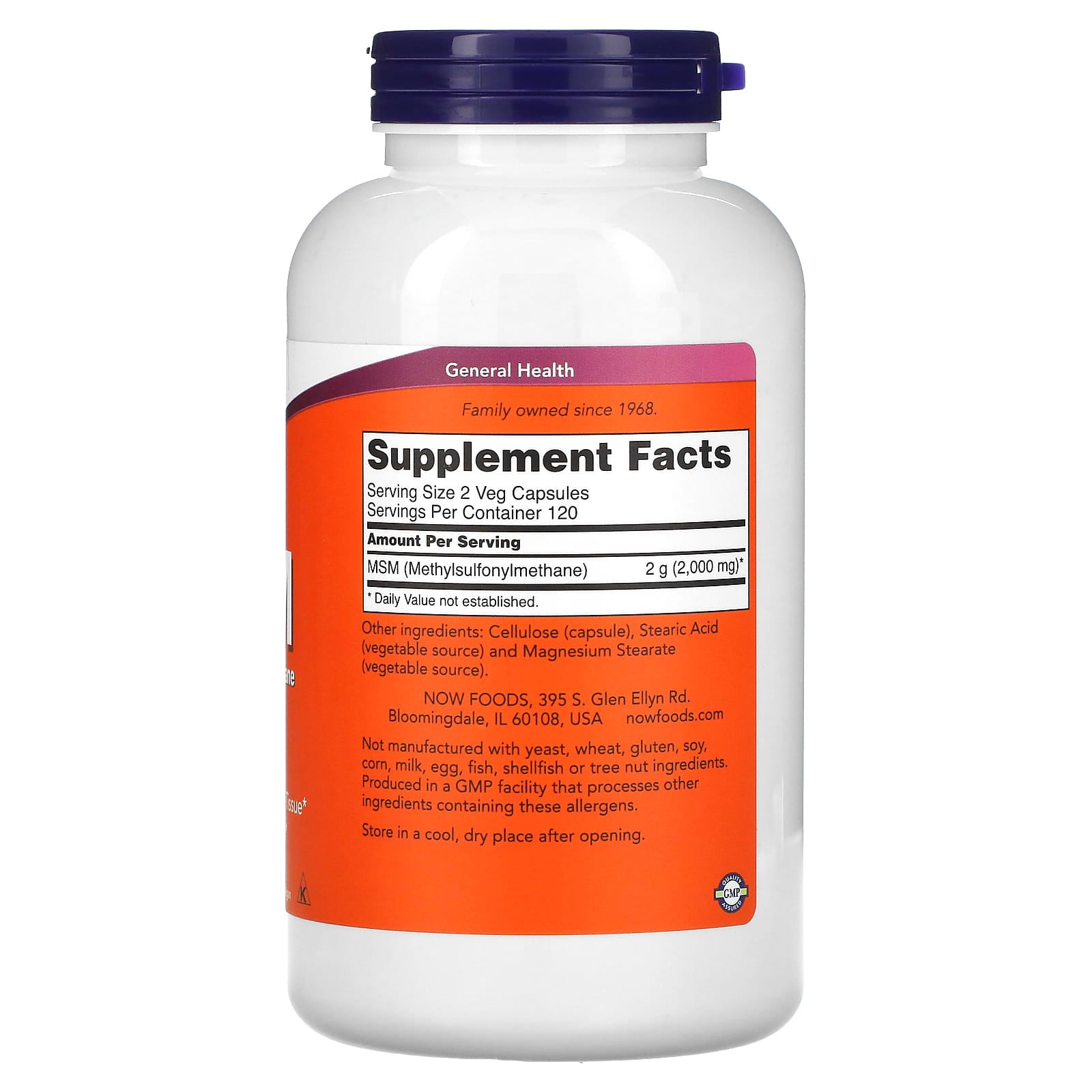 MSM Metilsulfonilmetano - 1000mg, 240 vcaps, Now Foods