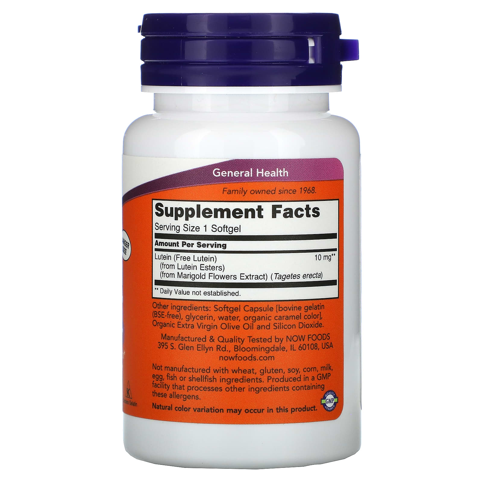 Luteína - 10mg, 120 softgels, Now Foods