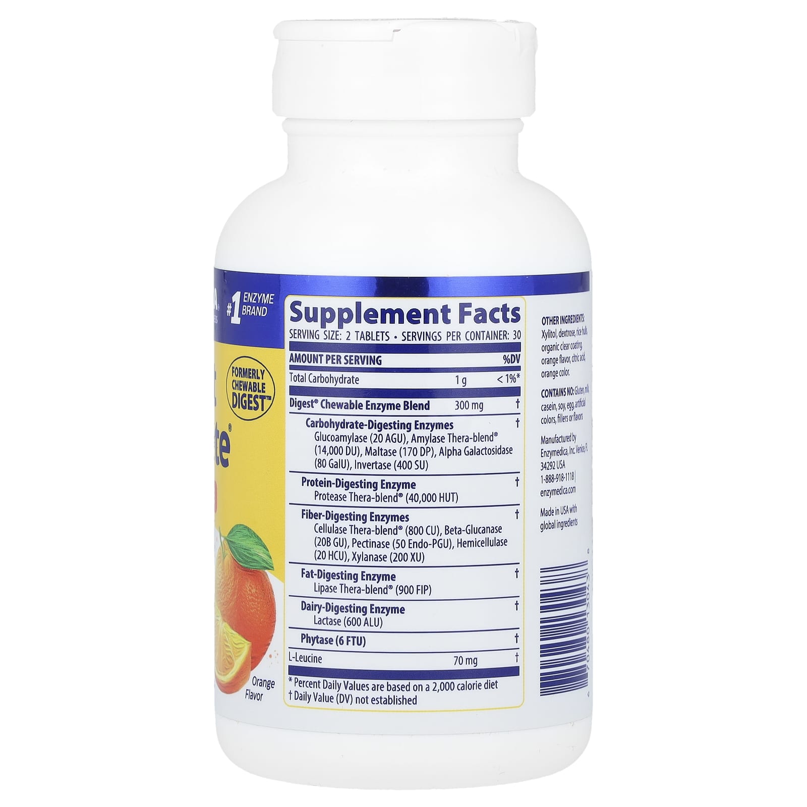 Digest Complete Mastigável, Laranja - 60 comprimidos - Enzymedica