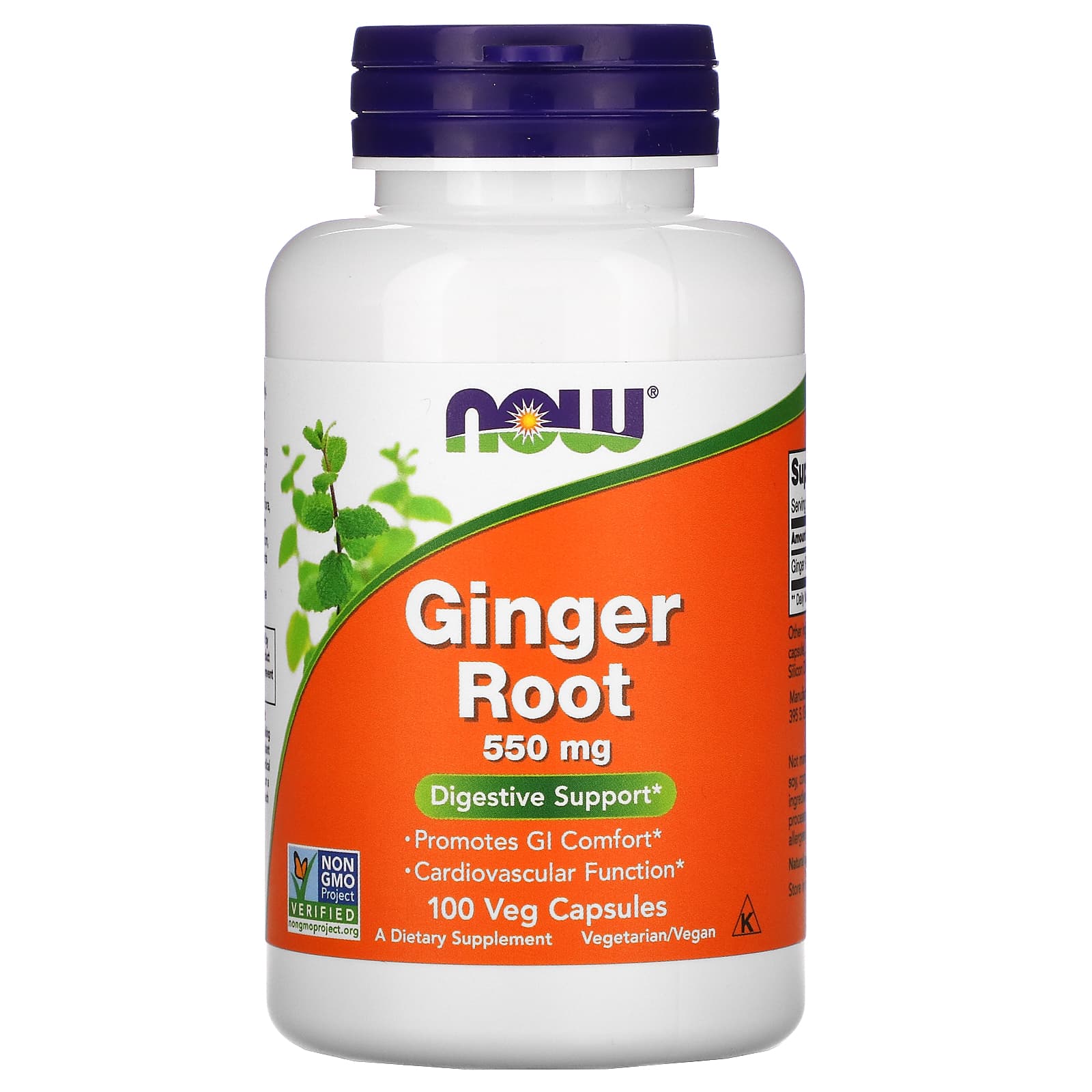 Raiz de gengibre, 550 mg, 100 vcaps, Now Foods