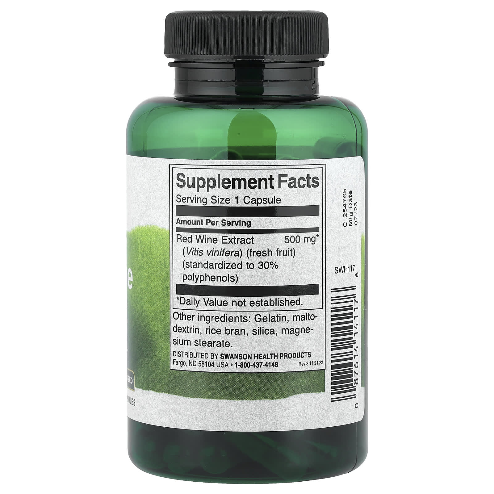 Extrato de vinho tinto, 500mg, 90 caps, Swanson