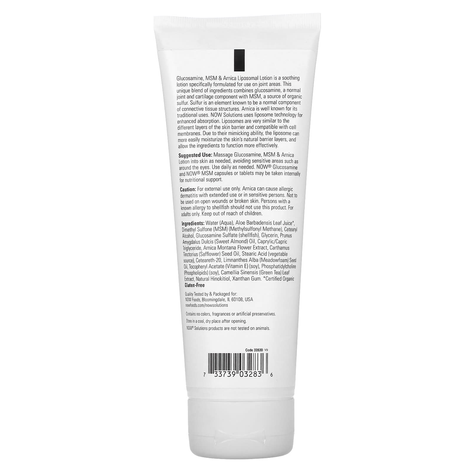 Loção Lipossomal de Glucosamina, MSM e Arnica, 237 ml., Now Foods