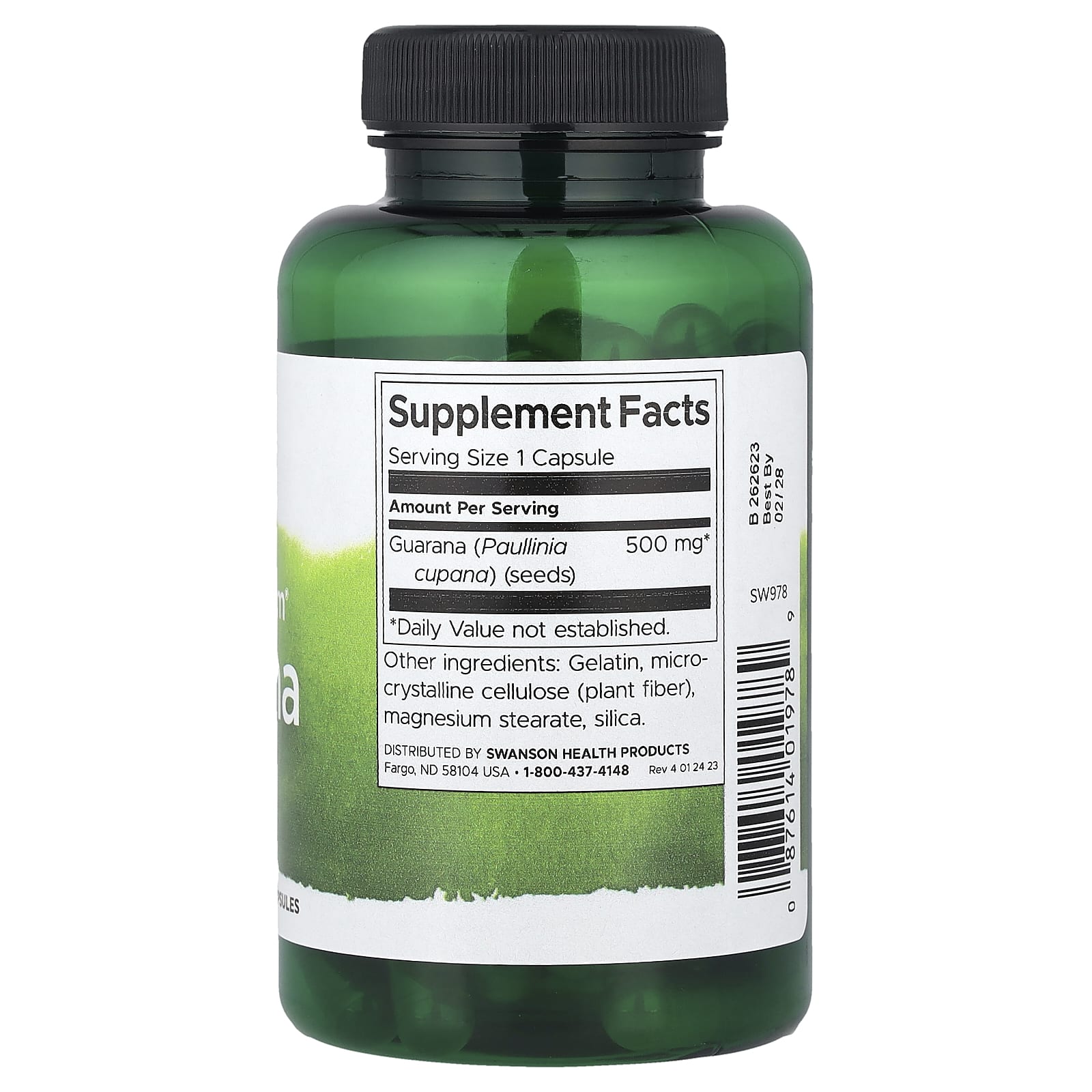 Guaraná de espectro total, 500 mg, 100 caps, Swanson