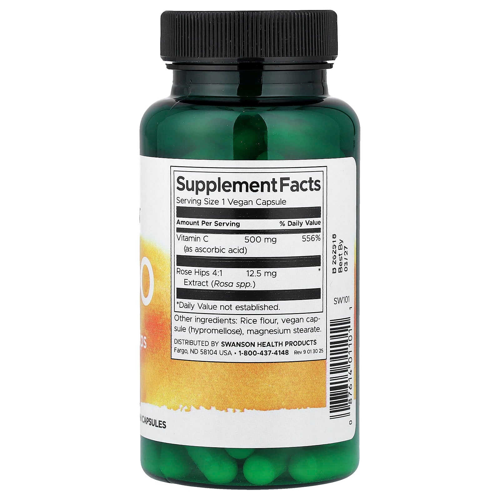Vitamina C com Extrato de Rosa Mosqueta - 500mg, 100 caps, Swanson