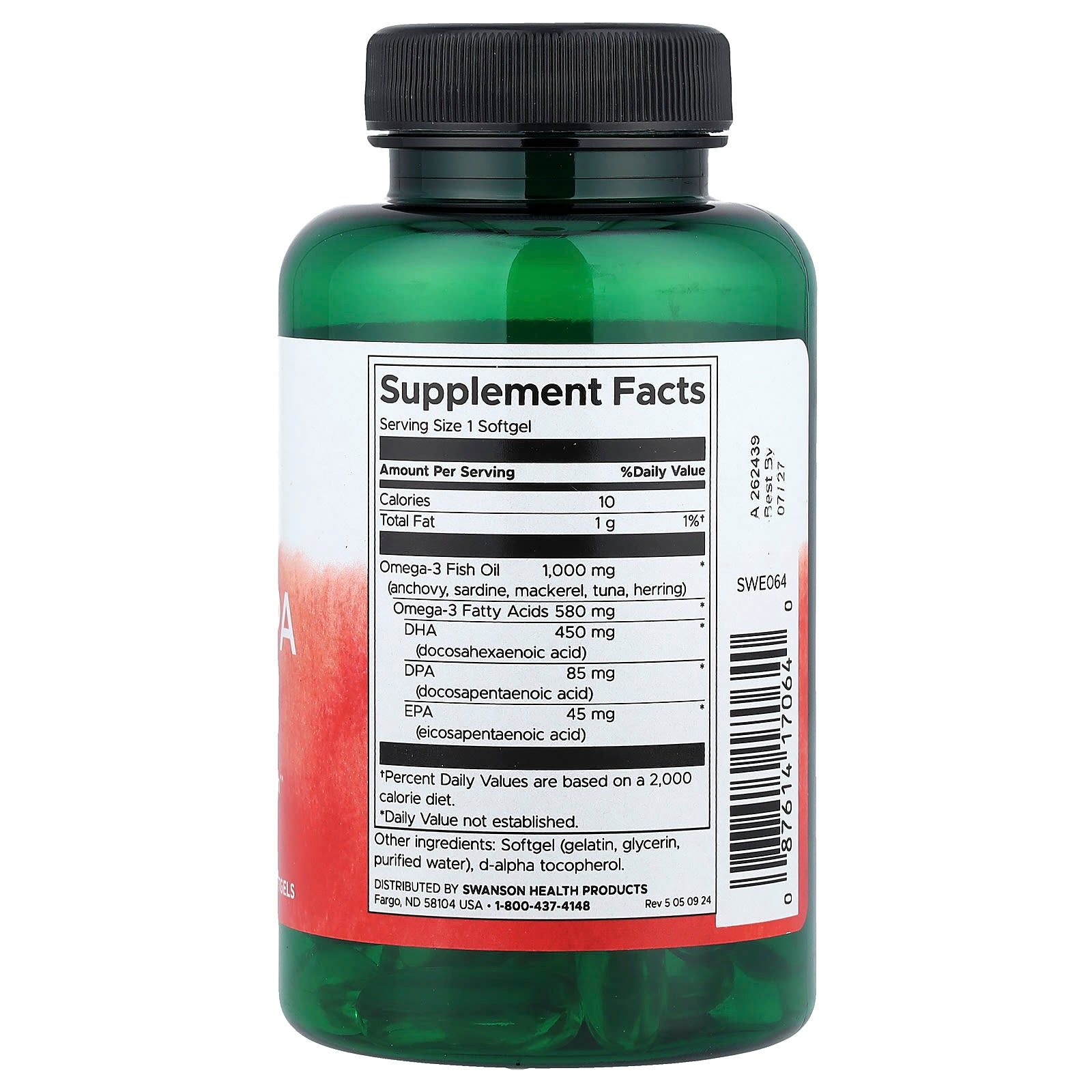 Óleo de peixe Super DPA, 60 softgels, Swanson