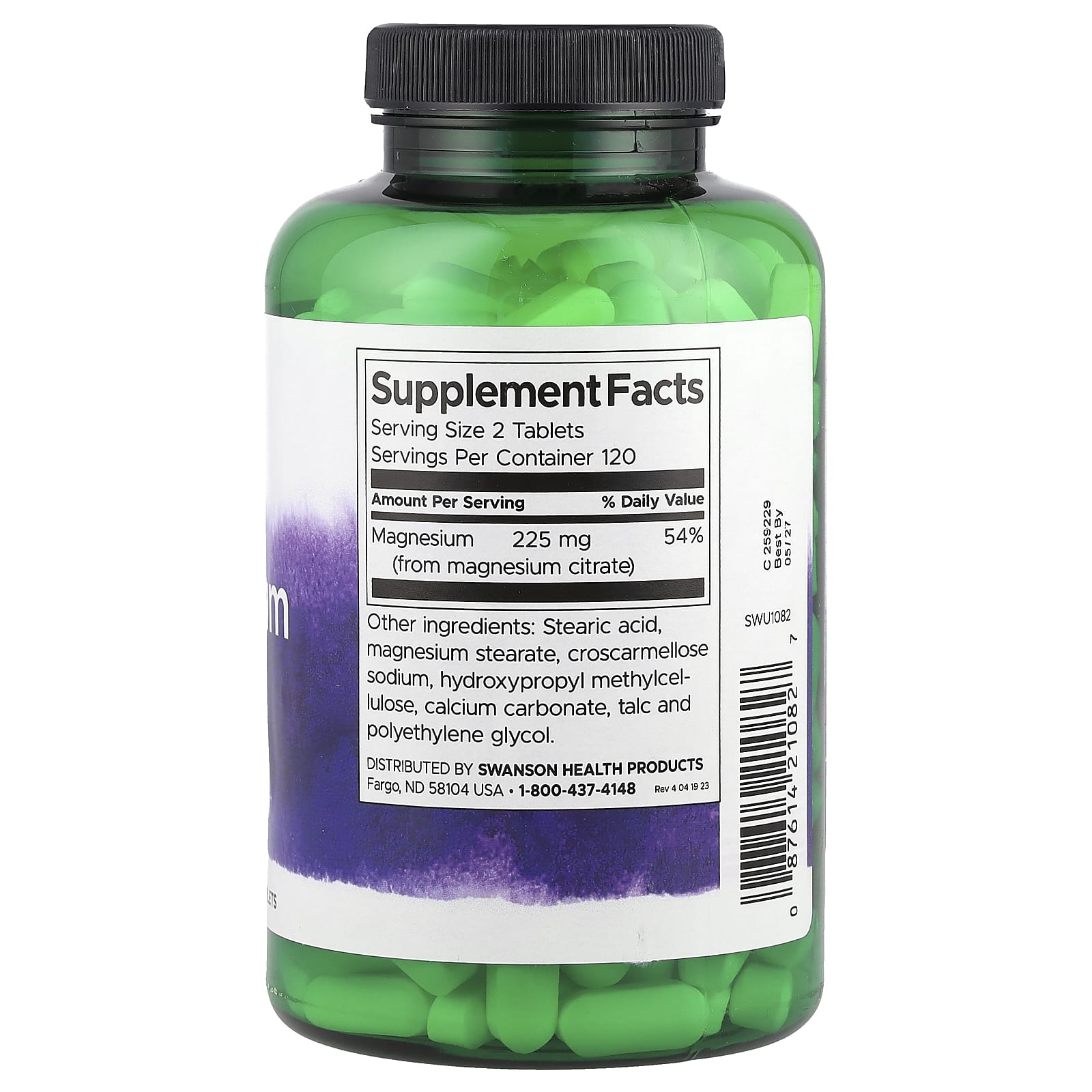 Citrato de Magnésio - 225mg Super - Força, 240 comprimidos, Swanson