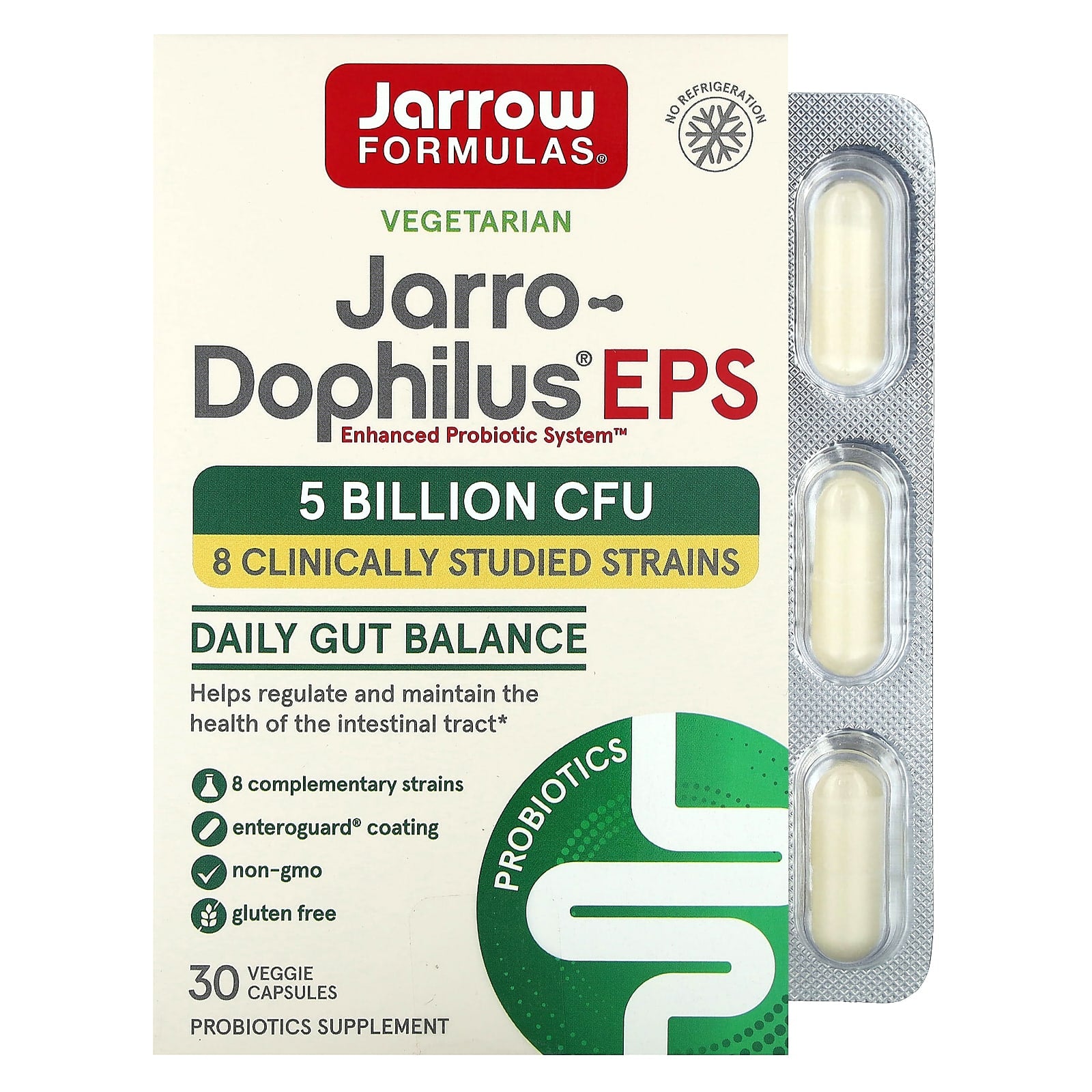 Jarro-Dophilus EPS, 5 bilhões de UFC, 30 cápsulas vegetais, Jarrow Formulas