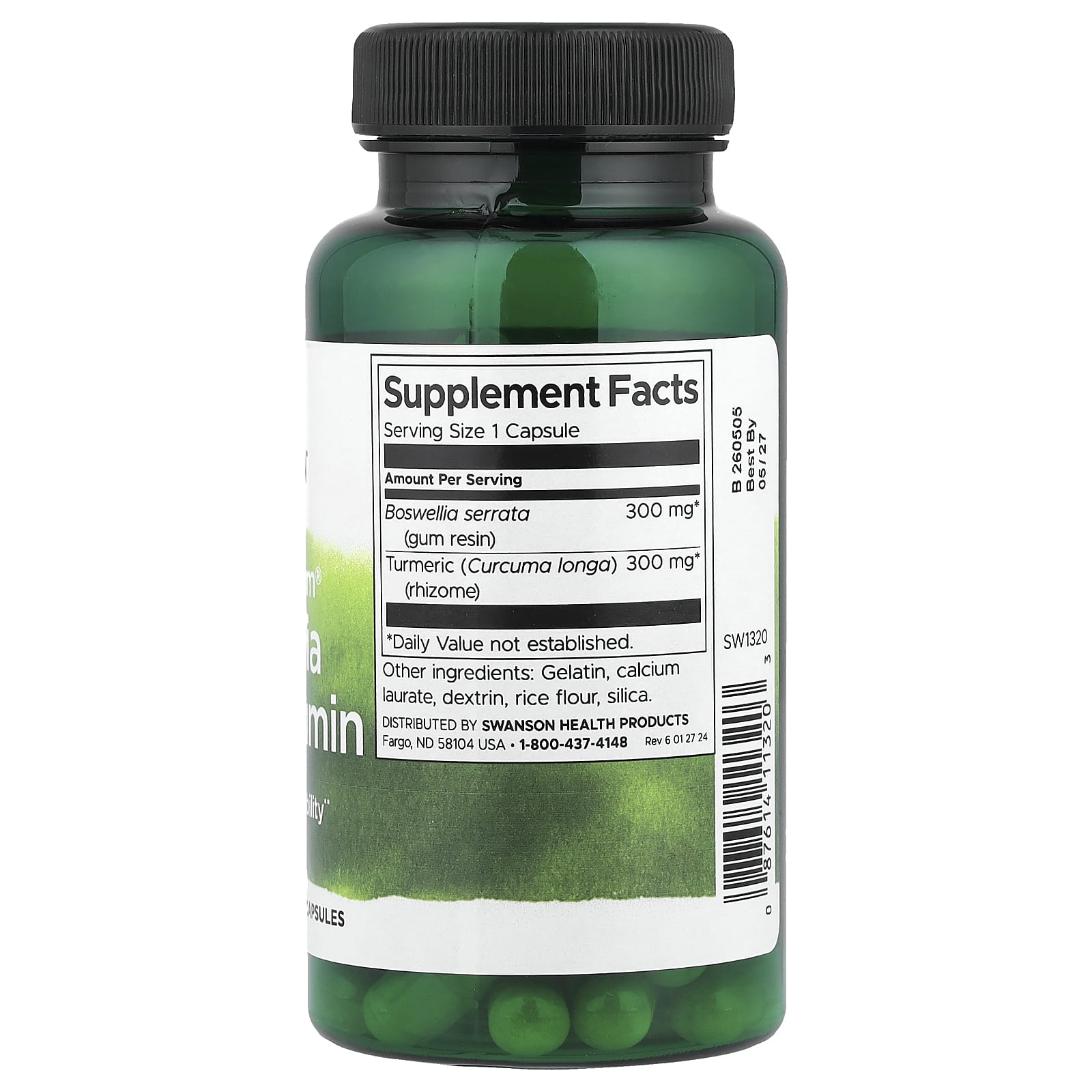 Boswellia e curcumina de espectro completo, 300 mg, 60 caps, Swanson