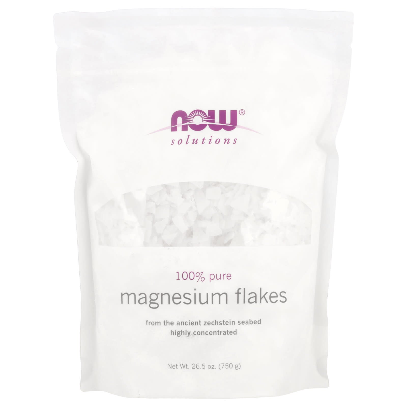 Flocos de magnésio 100% puro, 750 gramas, Now Foods