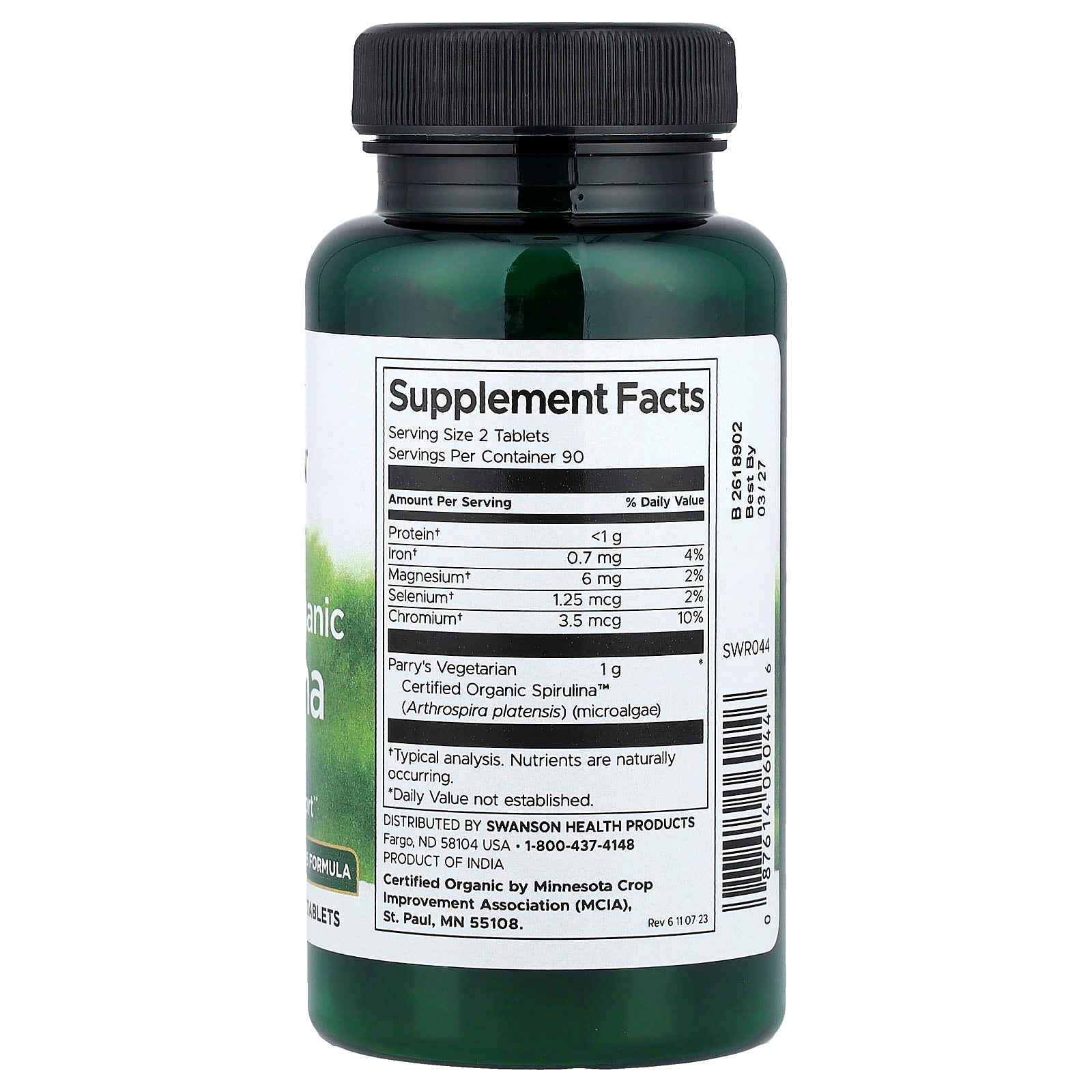 Espirulina, 180 comprimidos, Swanson
