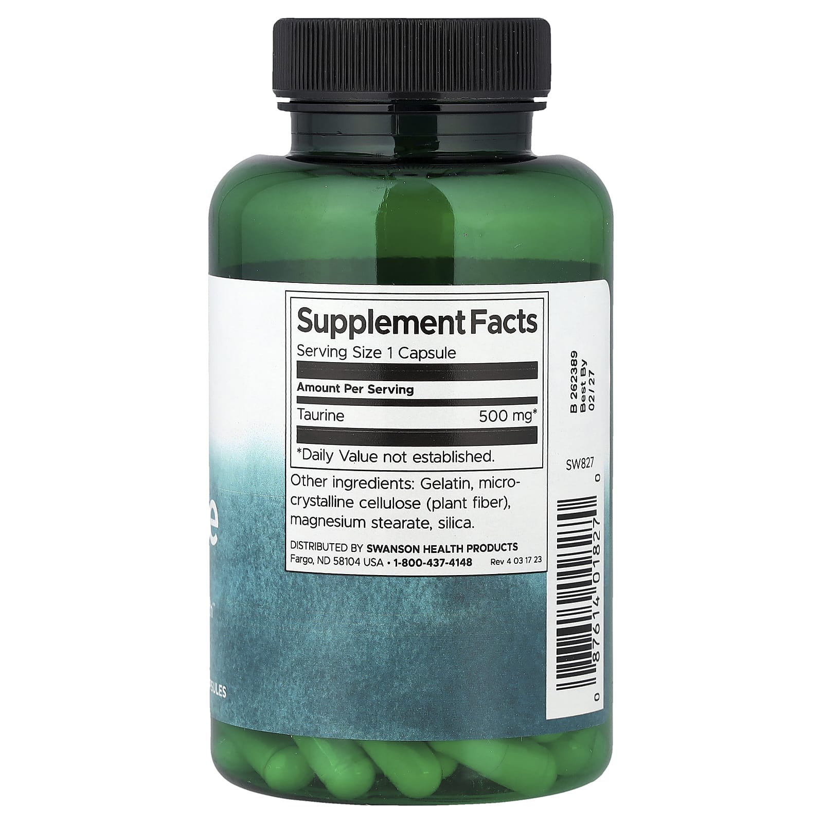 Taurina 500 mg, 100 Cápsulas, Swanson