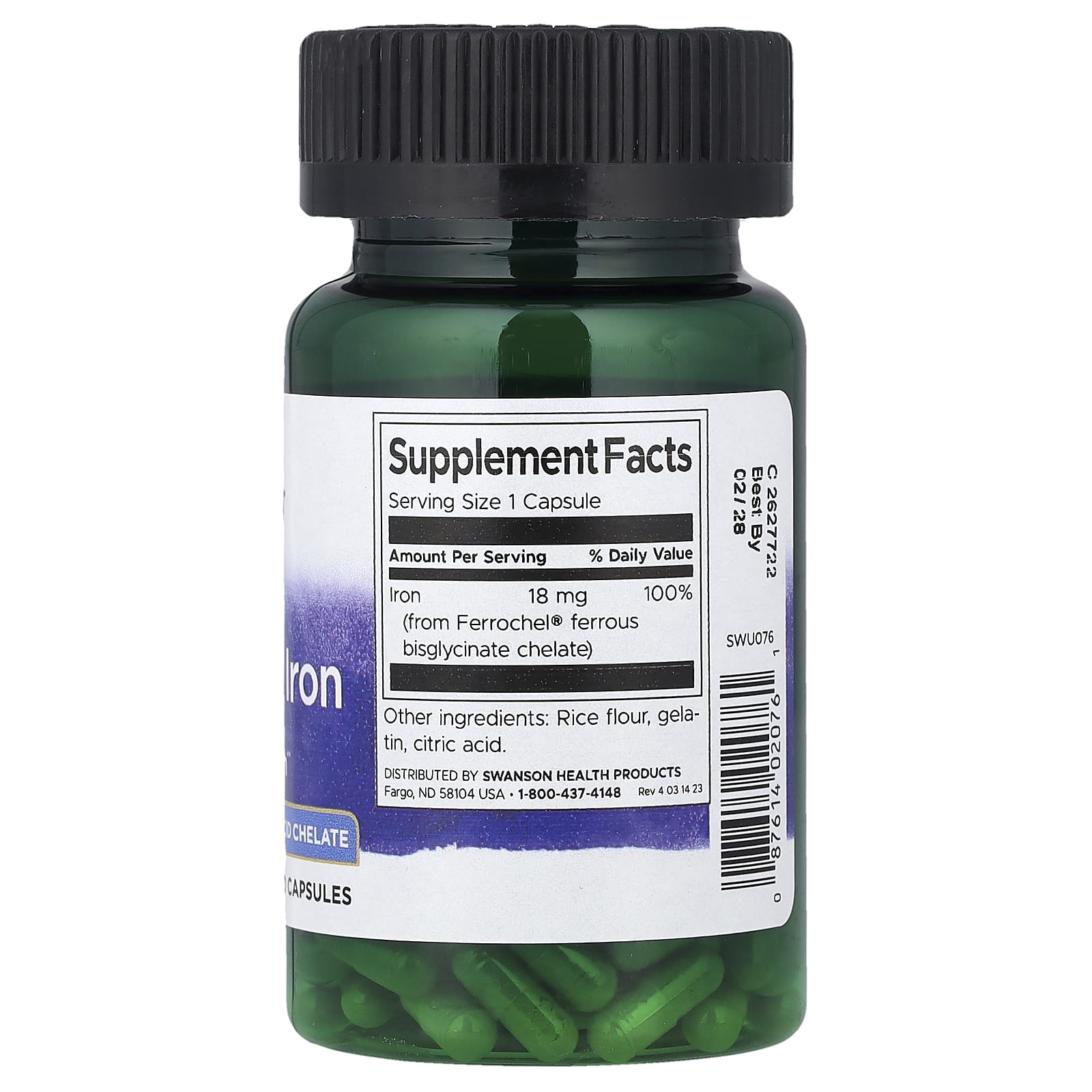 Albion Ferrochel Ferro 18 mg, 180 Cápsulas, Swanson