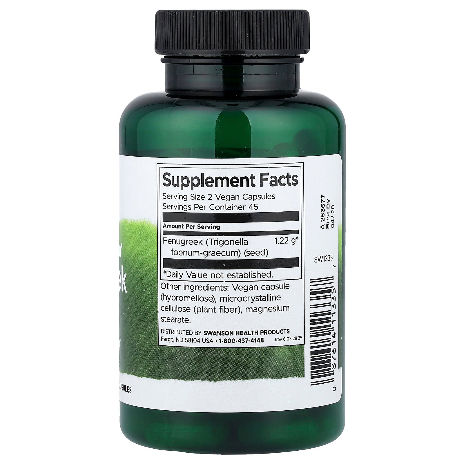 Semente de feno-grego, 610 mg, 90 caps, Swanson