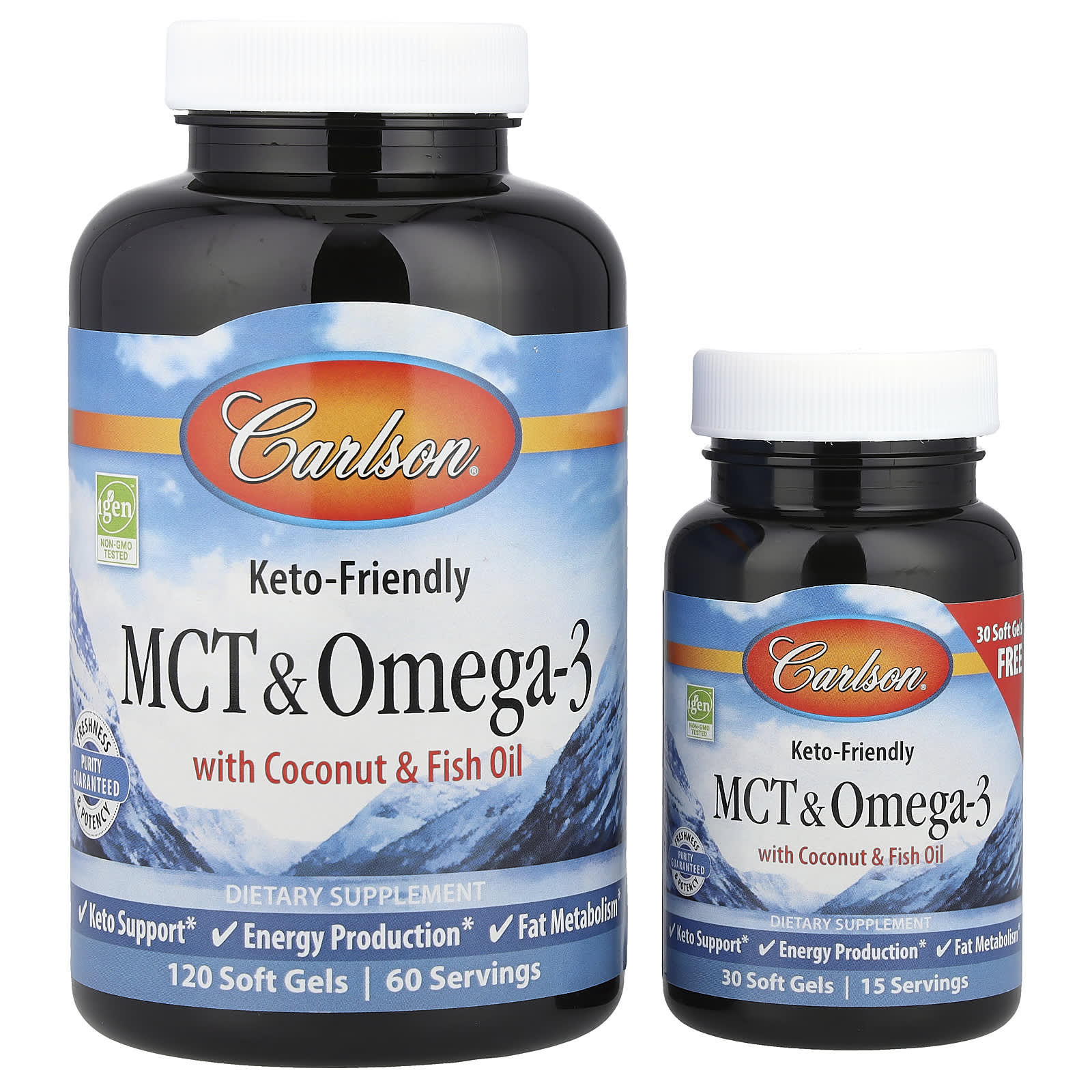 MCT e Ômega-3 - 120 + 30 cápsulas gelatinosas - Carlson Labs