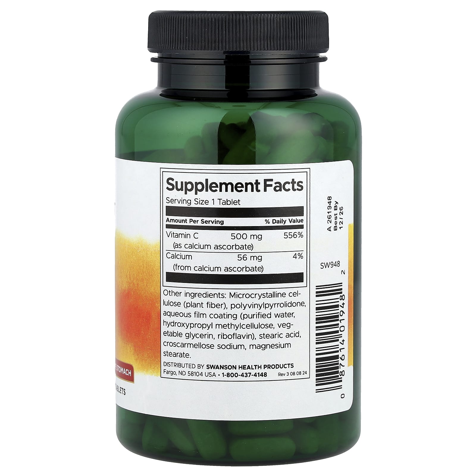 Vitamina C tamponada, 500 mg, 250 comprimidos, Swanson