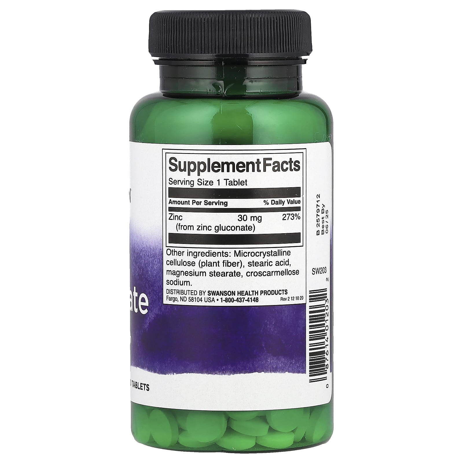 Gluconato de zinco, 30 mg, 250 comprimidos, Swanson