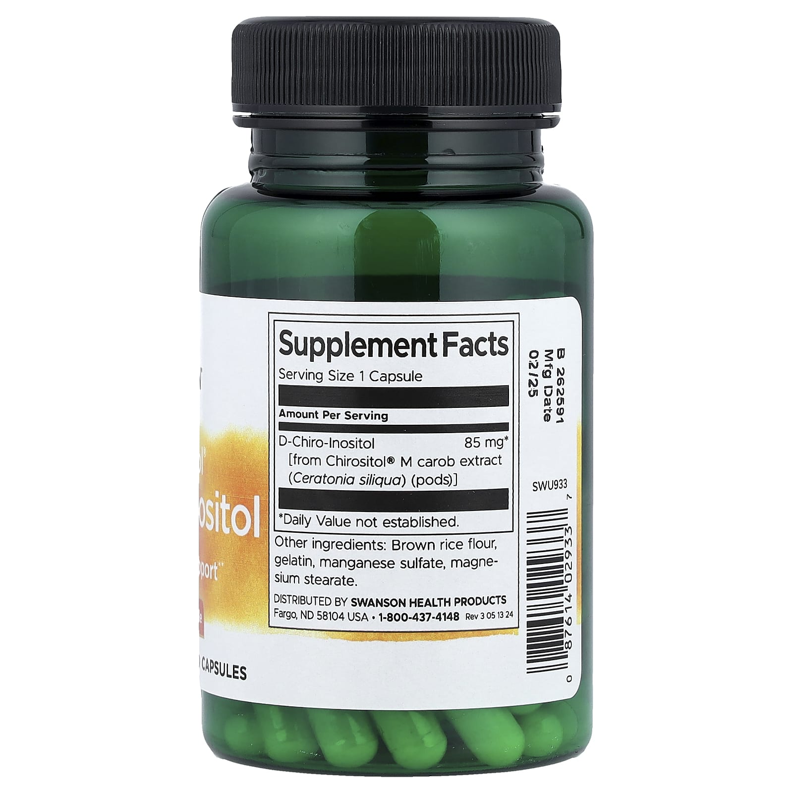 Chirositol D-Quiro-Inositol 85 mg, 60 cápsulas, Swanson