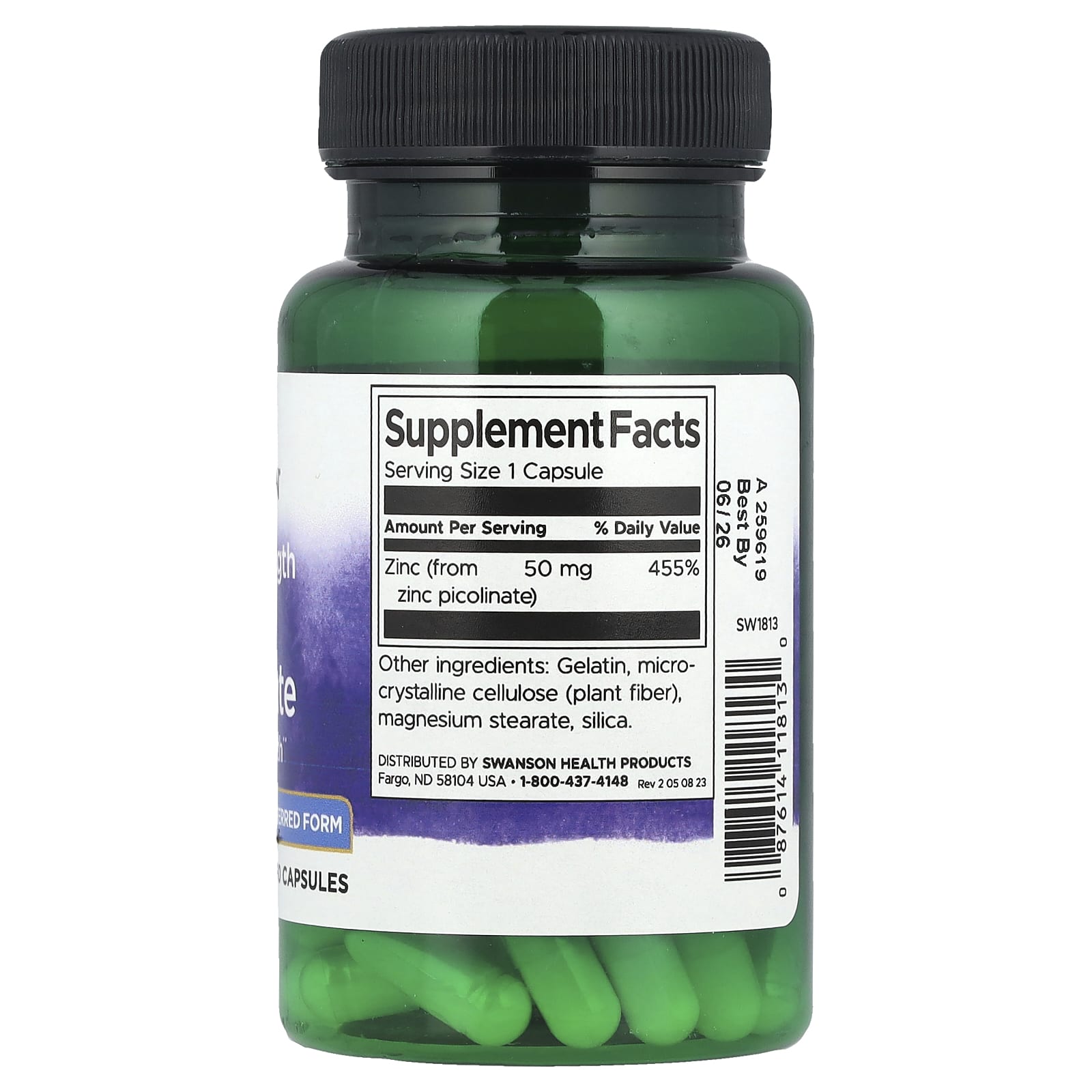 Picolinato de Zinco Body Preferred Form - 50mg Força Extra, 60 caps, Swanson