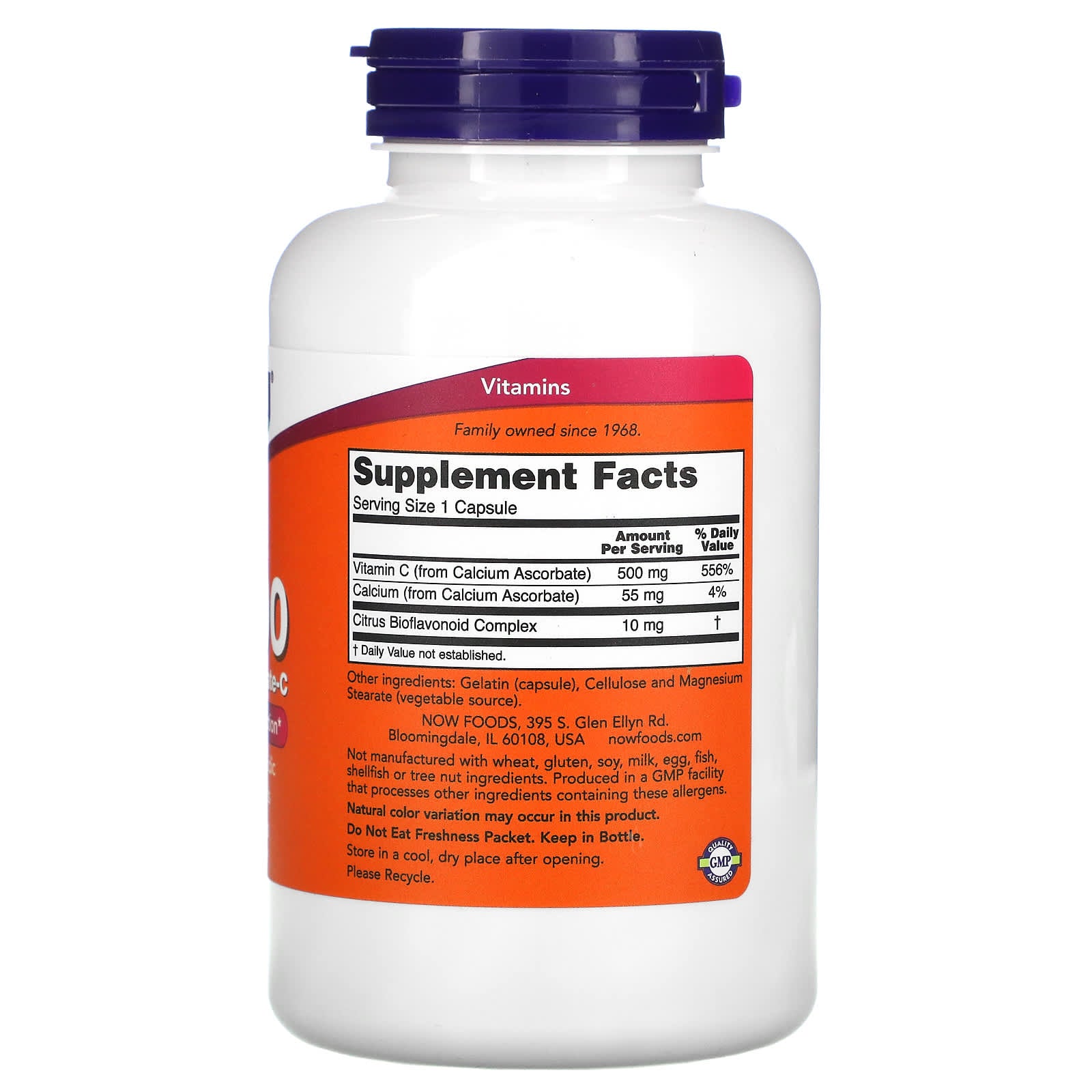 Vitamina C-500 Ascorbato de Cálcio-C, 250 caps, Now Foods