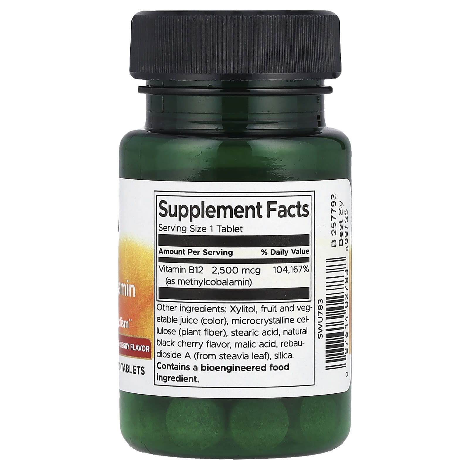 Vitamina B - 12 Metilcobalamina, 2500mcg Cereja, 60 comprimidos, Swanson