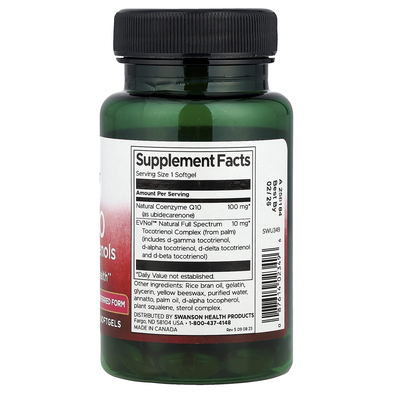 CoQ10 - 100 mg (com 10 mg de tocotrienóis), 60 softgels, Swanson