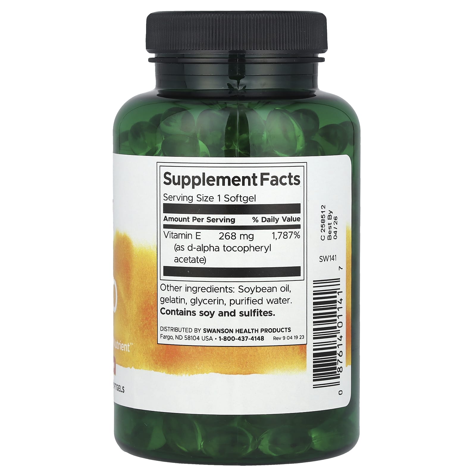 Vitamina E - 400 UI, 250 softgel, Swanson