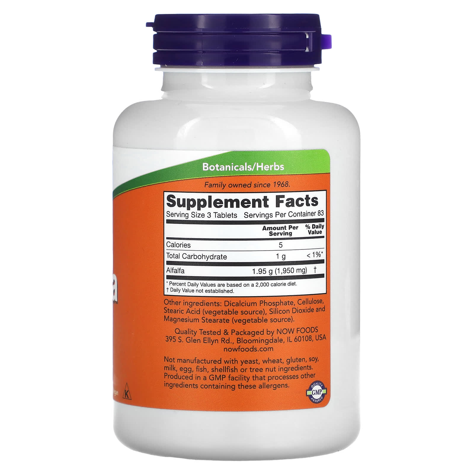 Alfafa - 650mg, 250 comprimidos, Now Foods