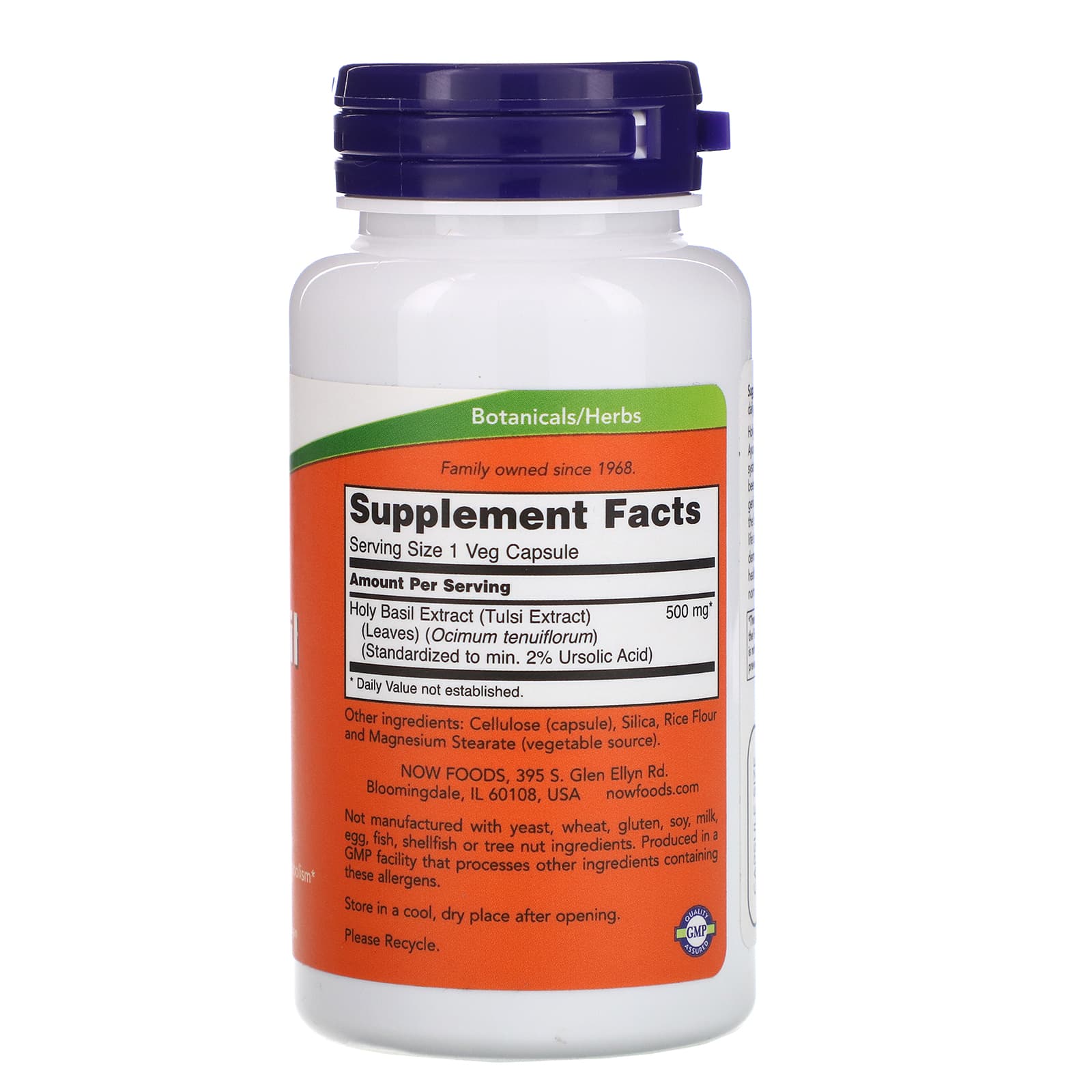 Extrato de manjericão sagrado, 500 mg, 90 vcaps, Now Foods