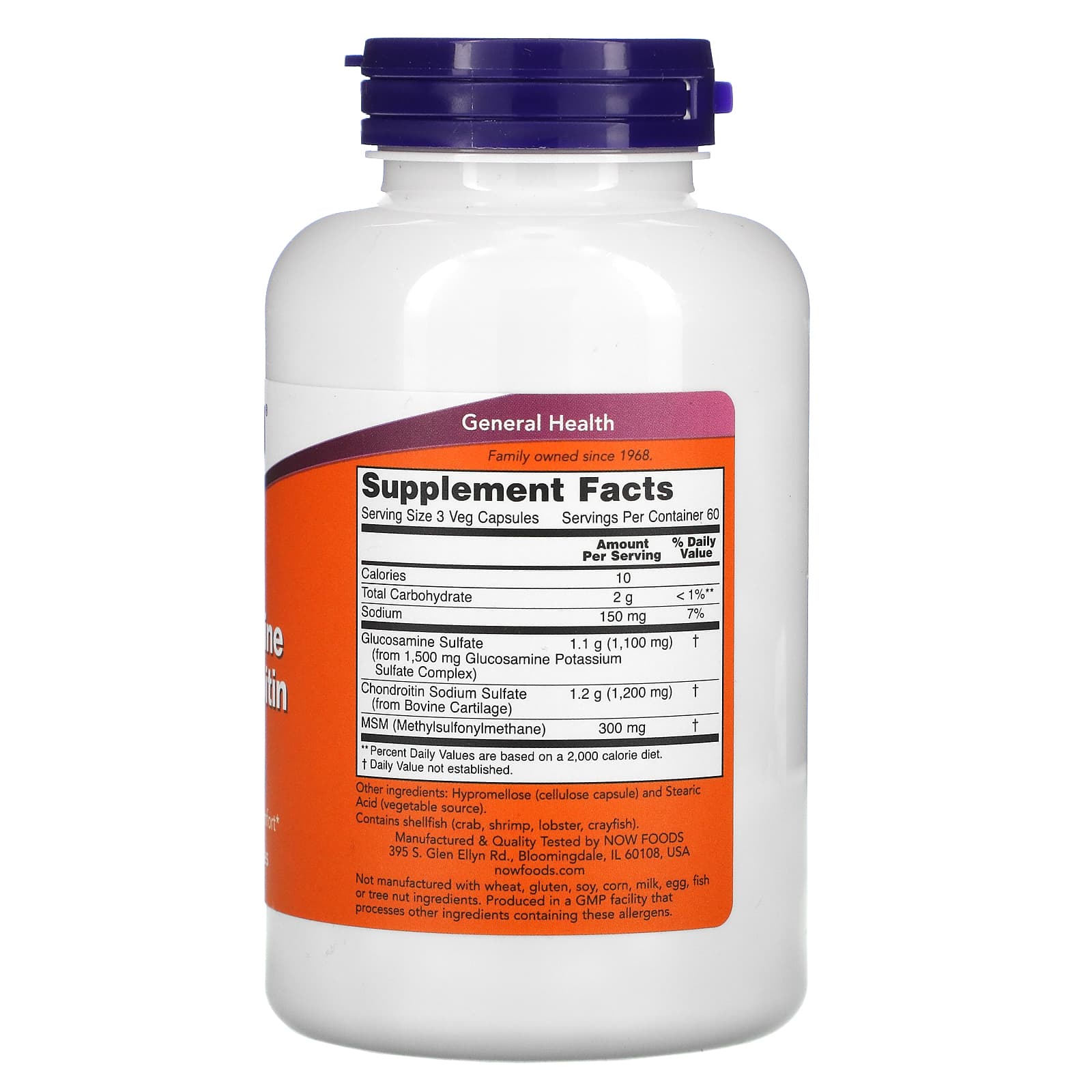 Glucosamina e Condroitina com MSM, 180 caps, Now Foods