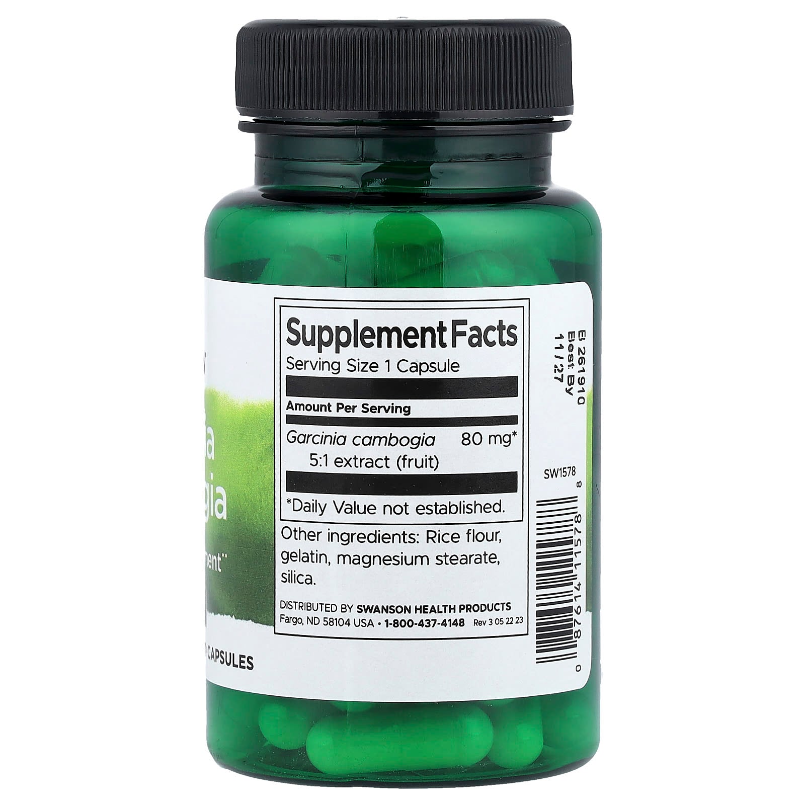 Extrato de Garcinia Cambogia 5:1 80 mg, 60 Cápsulas, Swanson