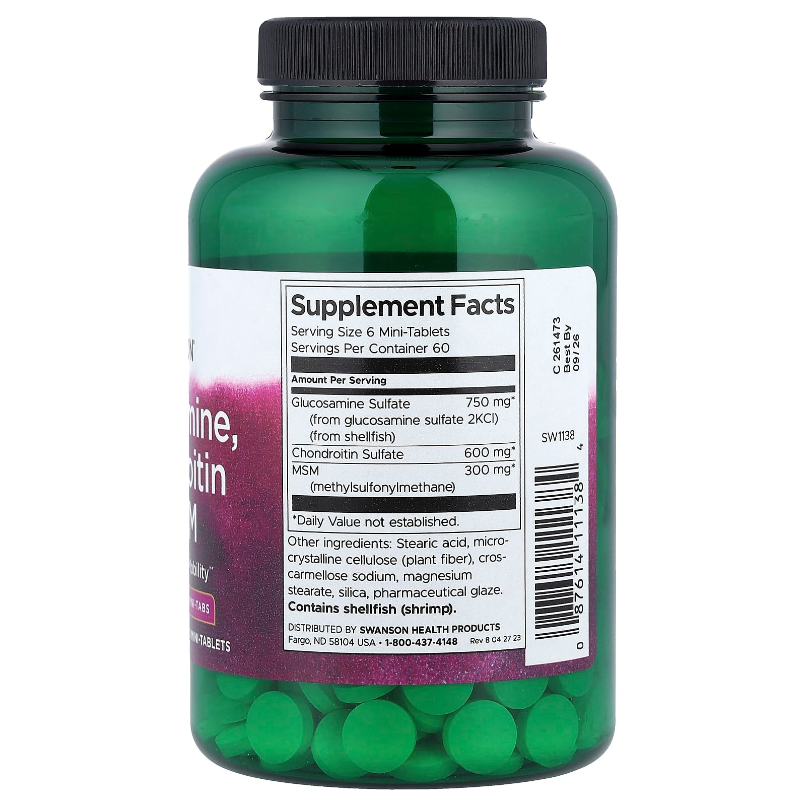 Glucosamina, Condroitina e MSM - 360 mini, comprimidos, Swanson
