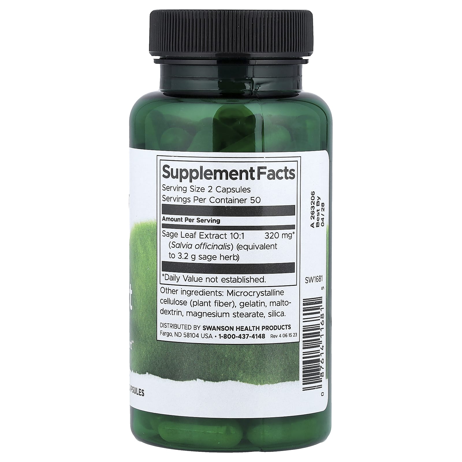 Extrato de sálvia, 160 mg, 100 caps, Swanson