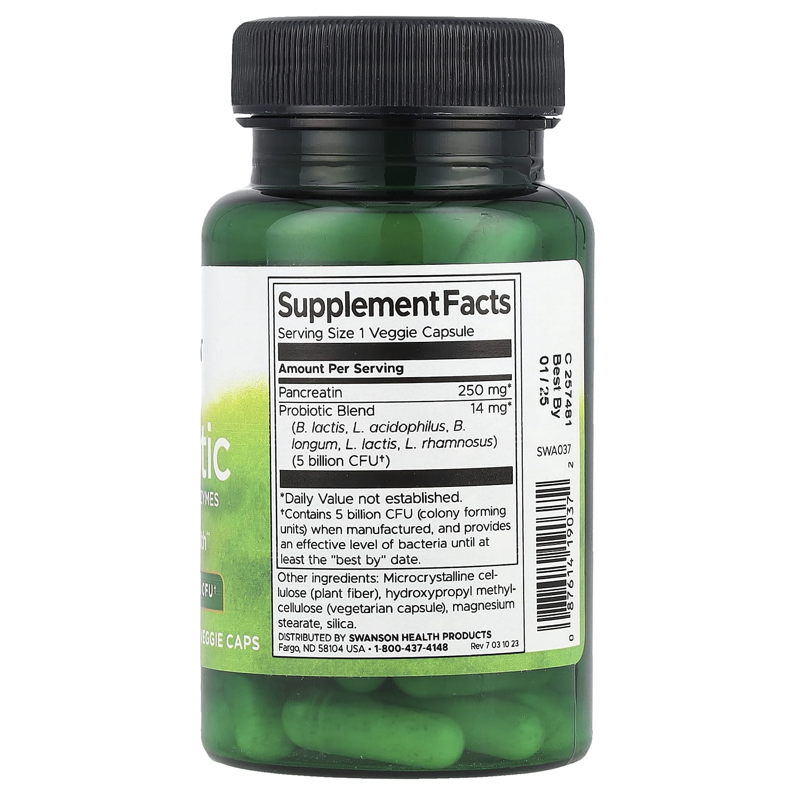 Probiótico com Enzimas Digestivas, 60 vcaps, Swanson