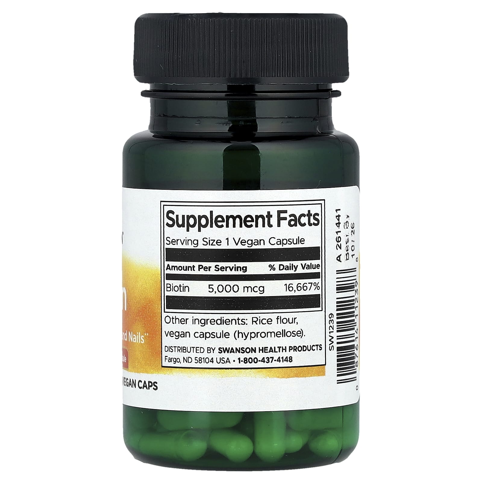 Biotina, 5,000 mcg, 30 Cápsulas Veganas, Swanson