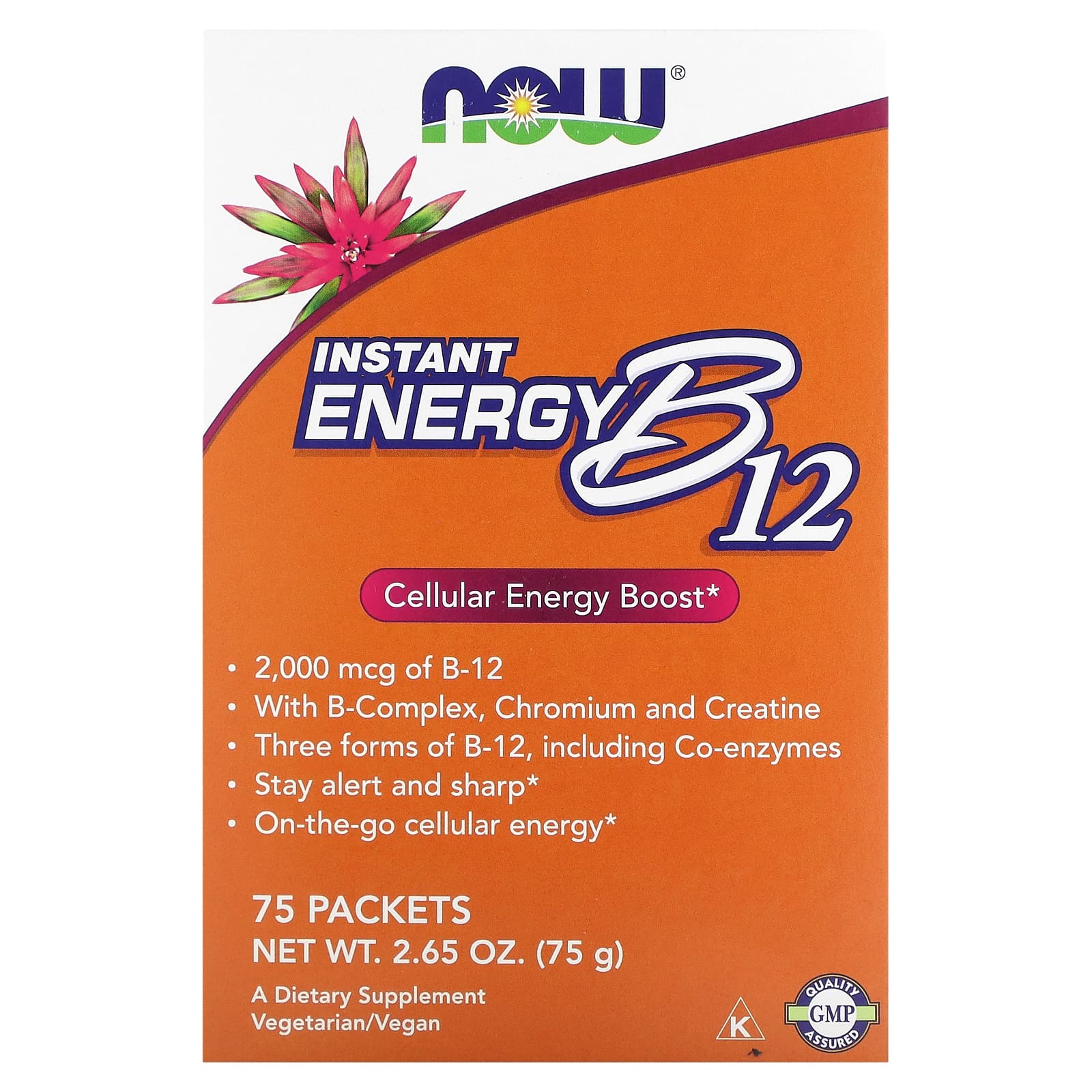 Vitamina B-12, Energia Instantânea, 75 packets, Now Foods