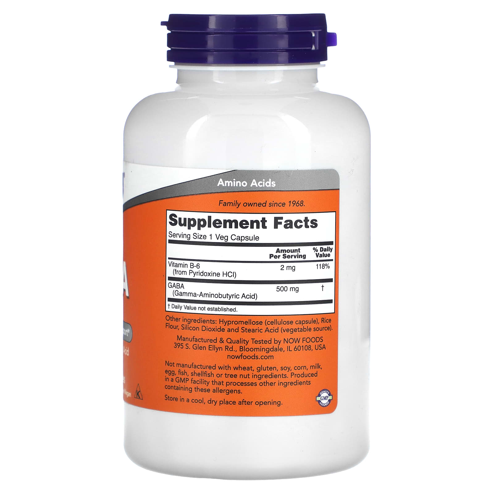 GABA com vitamina B6 - 500mg, 200 vcaps, Now Foods