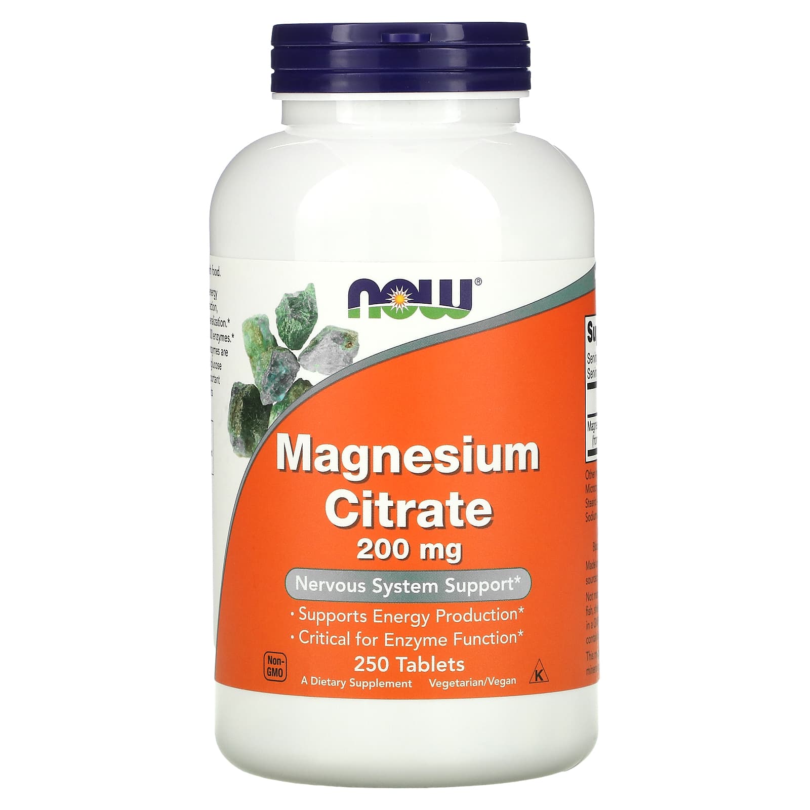 Citrato de Magnésio - 200mg, 250 comprimidos, Now Foods