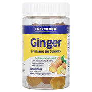 Gomas de gengibre e vitamina B6, limão e gengibre - 60 gomas - Enzymedica