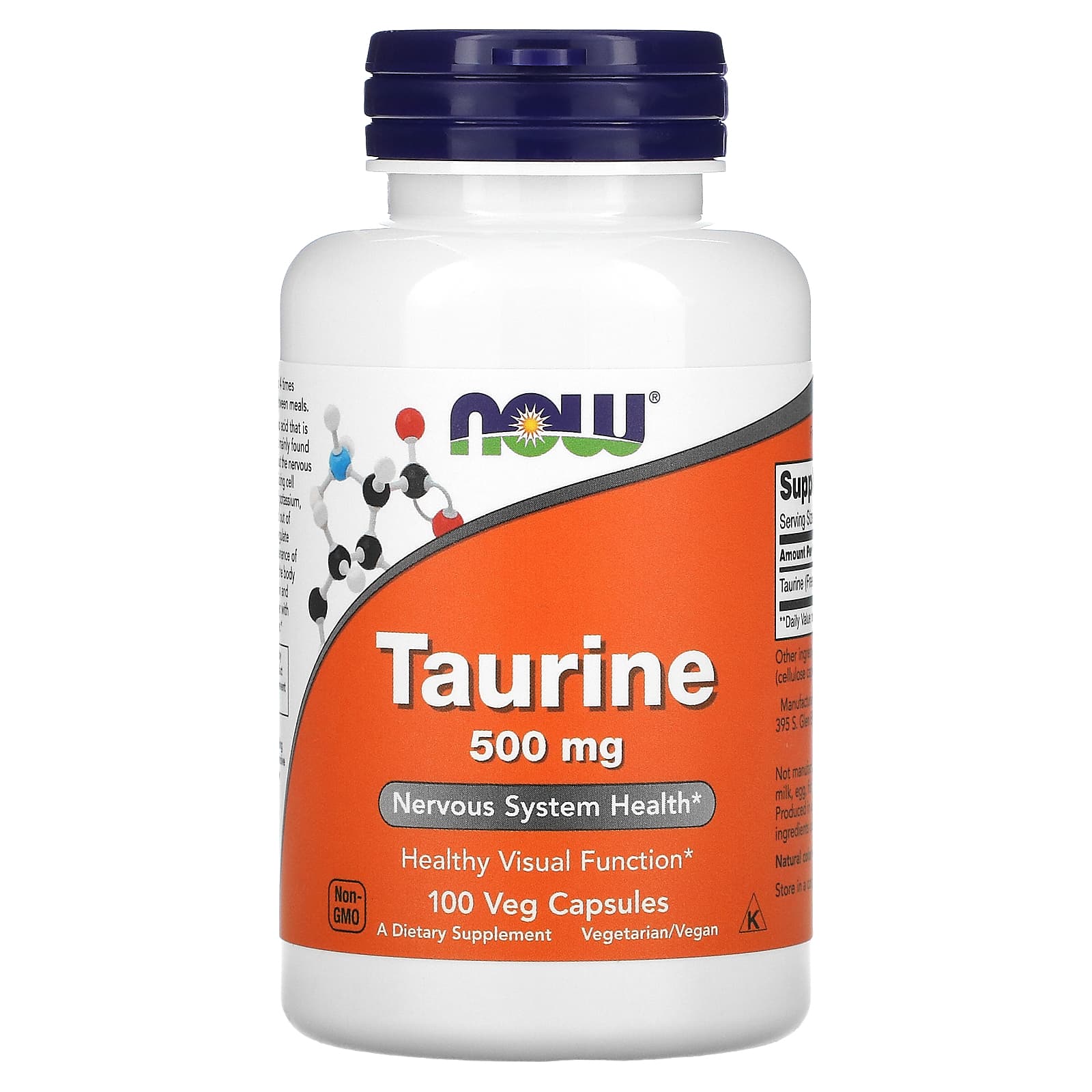 Taurina 500 mg, 100 cápsulas vegetais, Now Foods