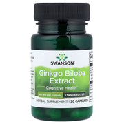 Extrato de Ginkgo Biloba, Padronizado, 60 mg, 30 Cápsulas, Swanson