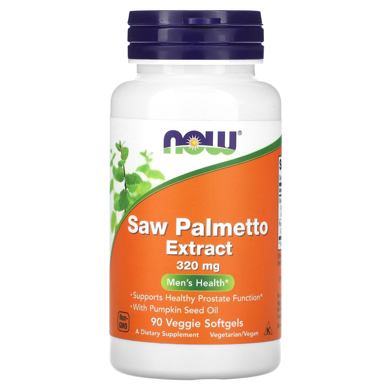 Extrato de Saw Palmetto com óleo de semente de abóbora, 320 mg, 90 veggie softgels, Now Foods